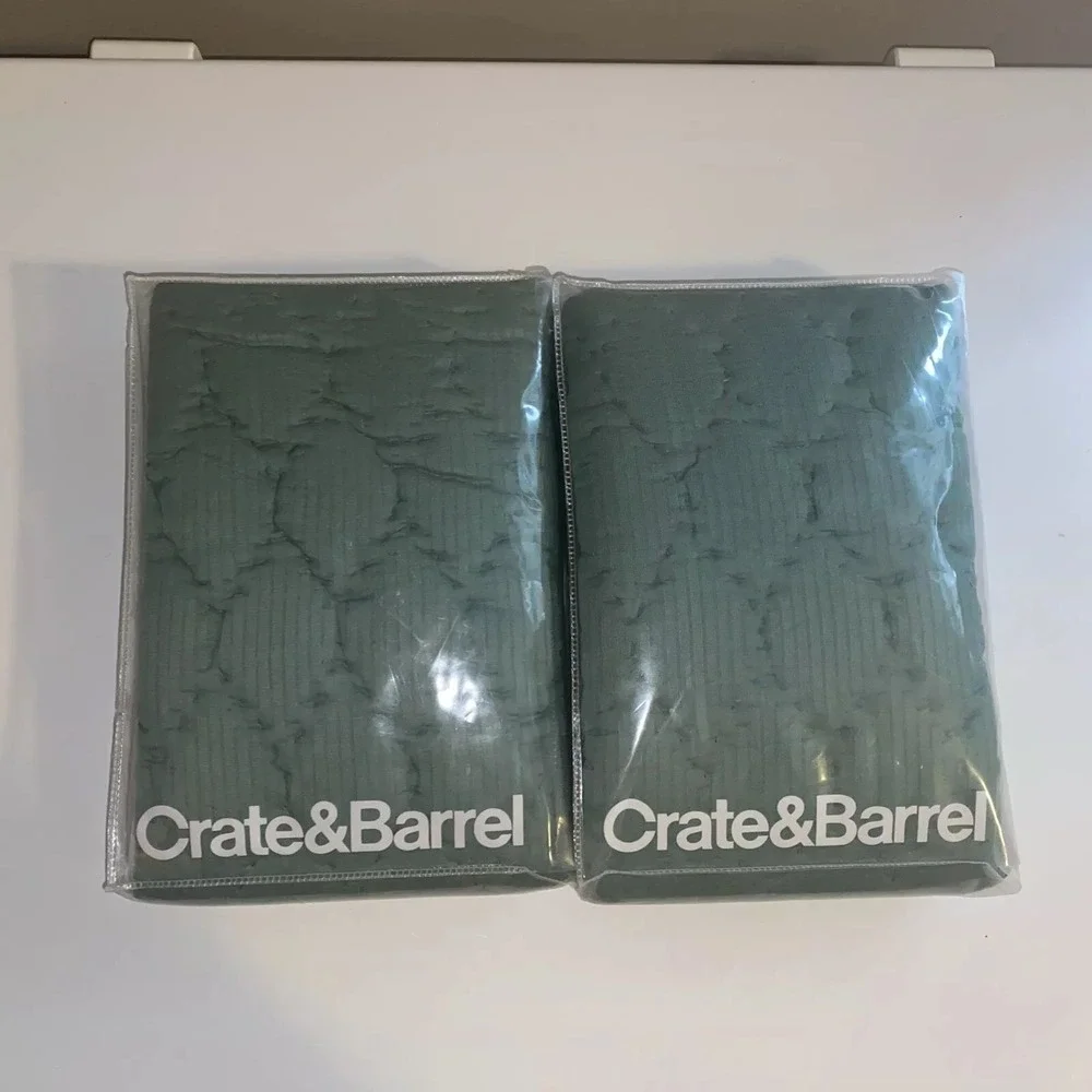 Two (2) Crate & and Barrel JADE GREEN KING PILLOW Sham- New